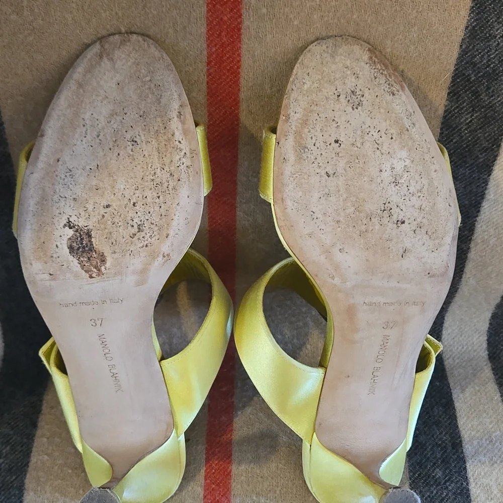 Manolo Blahnik Verda Sandal profi 105 Chartreuse 37 - Picture 7 of 13